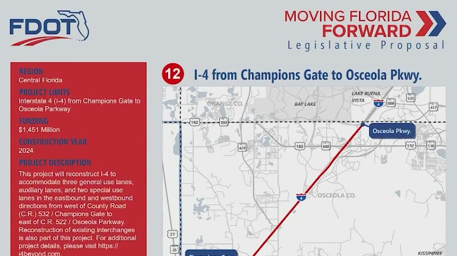 New proposal would extend I-4 Express lanes near Walt Disney World